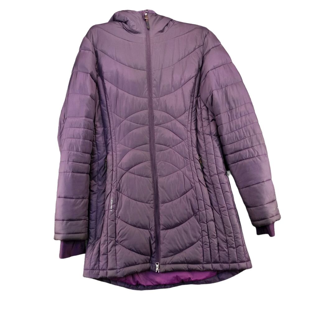 Champion Womens Hooded Puffer Coat Jacket Size M Purple Insulated